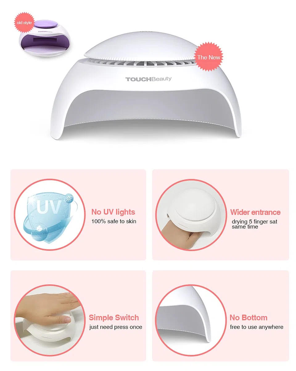 TOUCHBeauty Secador de uñas para esmalte de uñas normal con secador de aire y dispositivo de secado de esmalte de uñas LED (no para esmalte de gel, regalo de Navidad para niños 2130)