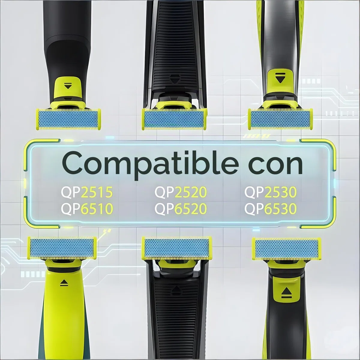 Juego de 2/3/4/6 cuchillas de repuesto de acero inoxidable compatibles con todos los modelos OneBlade - Cuchillas antifricción (4)