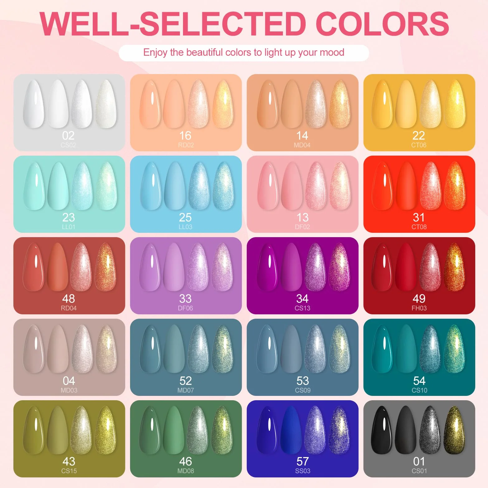 PEACECOLOR 38PCS Kit Uñas Semipermanentes Completo con Lámpara,20 Colores Esmaltes Semipermanentes para Uñas con Base, Top Coat Brillante y Mate Kit Uñas de Gel para Principiantes