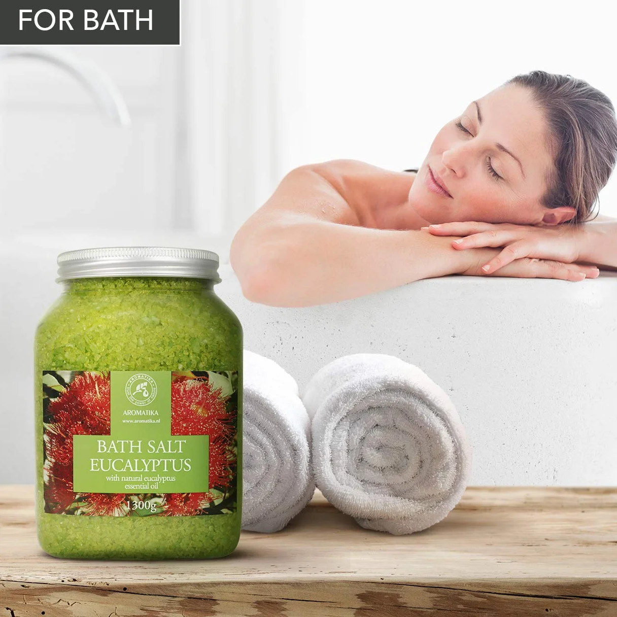 Sales de Baño 1300g con Aceite Esencial de Eucalipto Natural - Mejor para un Buen Sueño - Alivio del Estrés - Belleza - Relajante - Baño - Cuidado Corporal