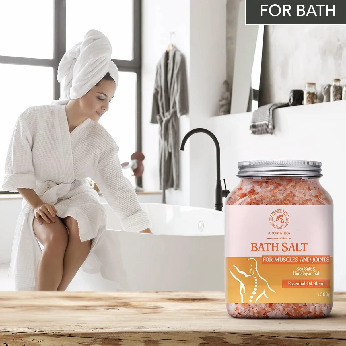 Sales de Baño Articulaciones & Músculos 1300g - Aceites Esenciales de Lavanda & Salvia & Romero - 100% Natural Sales Marinas - Calma los Músculos Cansados - Desintoxica - Relajación