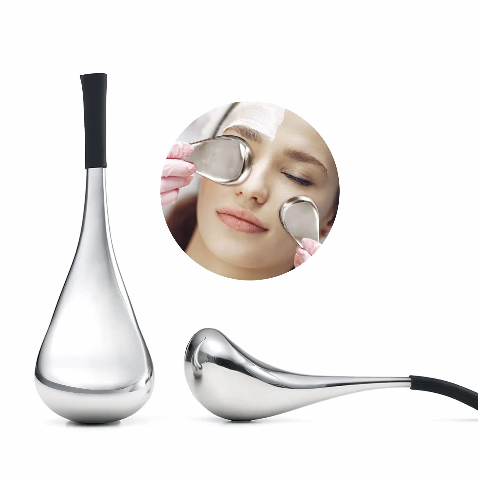 VXDAS - Herramienta Cryo Stick para masaje facial, de acero inoxidable, herramienta de enfriamiento con forma de globo para tratamiento anti edad e hinchazón de los ojos.
