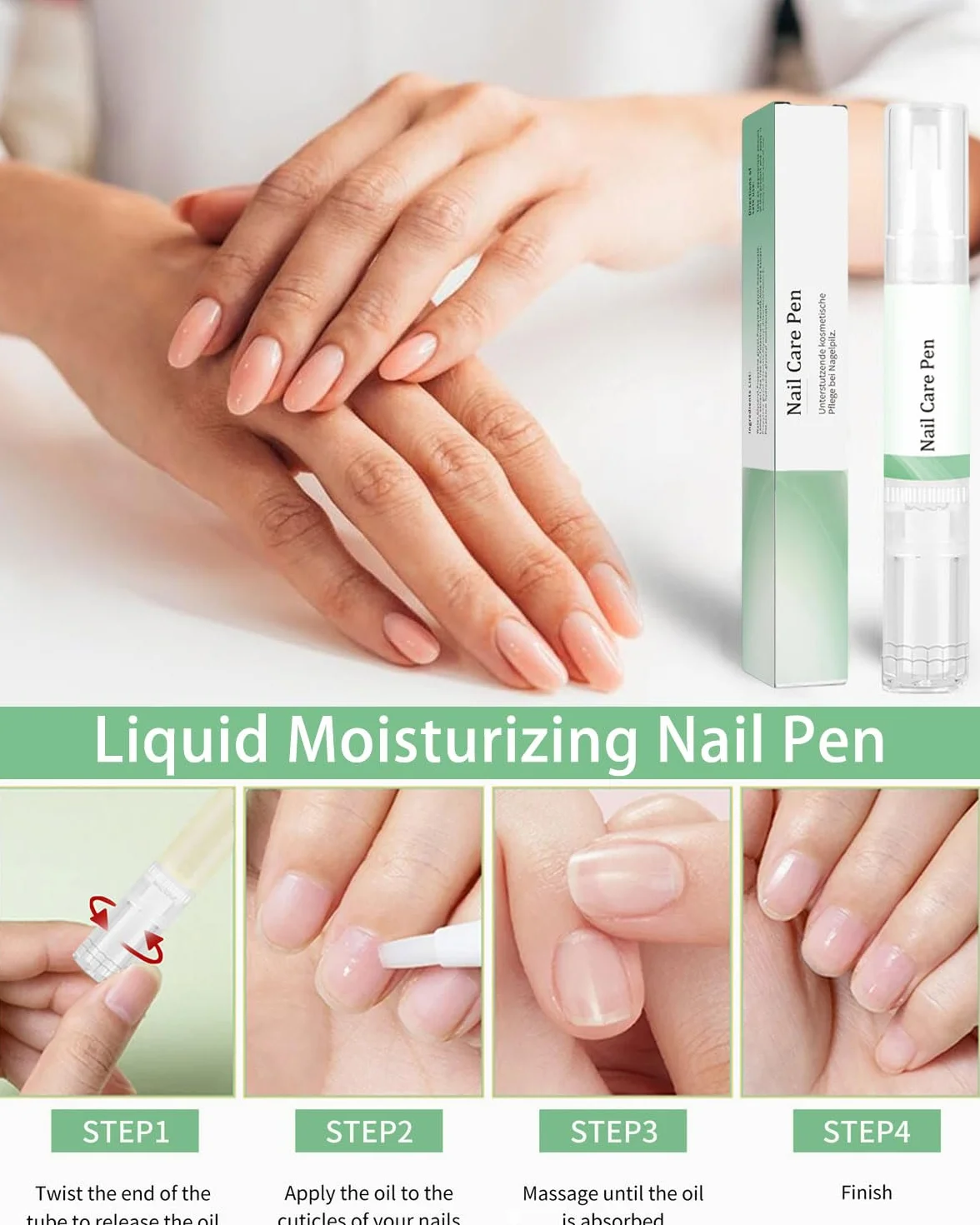 3 piezas Nail Care Pen,Lápiz para el Cuidado de las Uñas de con Aceite de Árbol de Té, Aceite Cutículas Uñas, Endurecedor Uñas, Fortalecedor de Uñas para Uso Externo