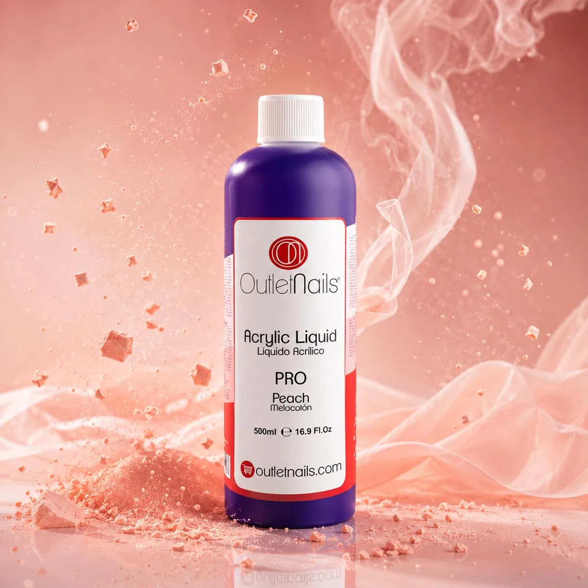 Liquido Acrilico Perfumado Melocotón Pro para uñas 500ml (Secado Rápido) / Monómero para uñas acrílicas - Perfumado - Outlet Nails