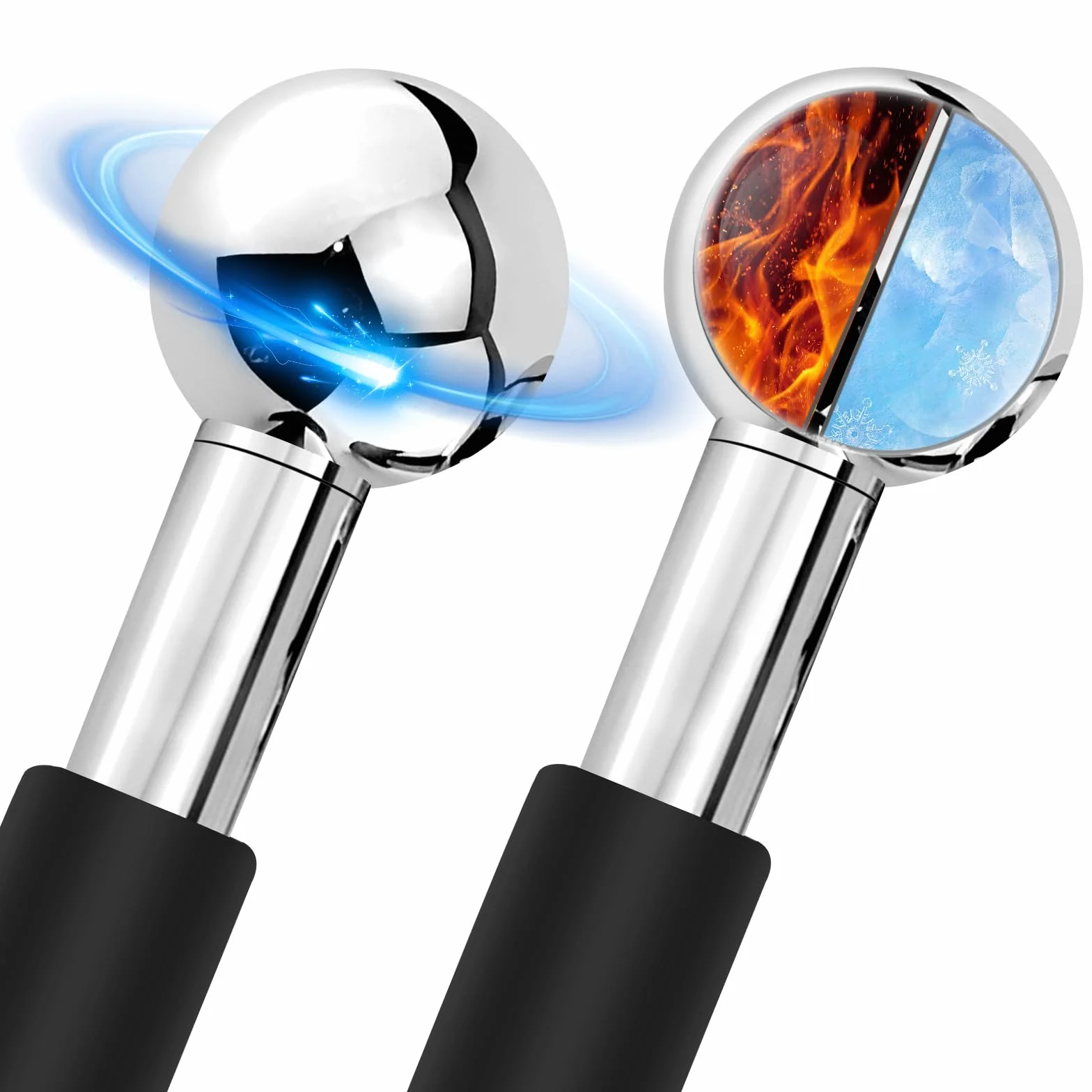 CGBE 2 Piezas Globos de Hielo Facial, Masaje de Hielo Bola para Cara Ojos Cuello, Rodillo de Hielo de Acero Inoxidable, Reduce Las Ojeras y La Hinchazón, Mejora la Circulación Sanguínea