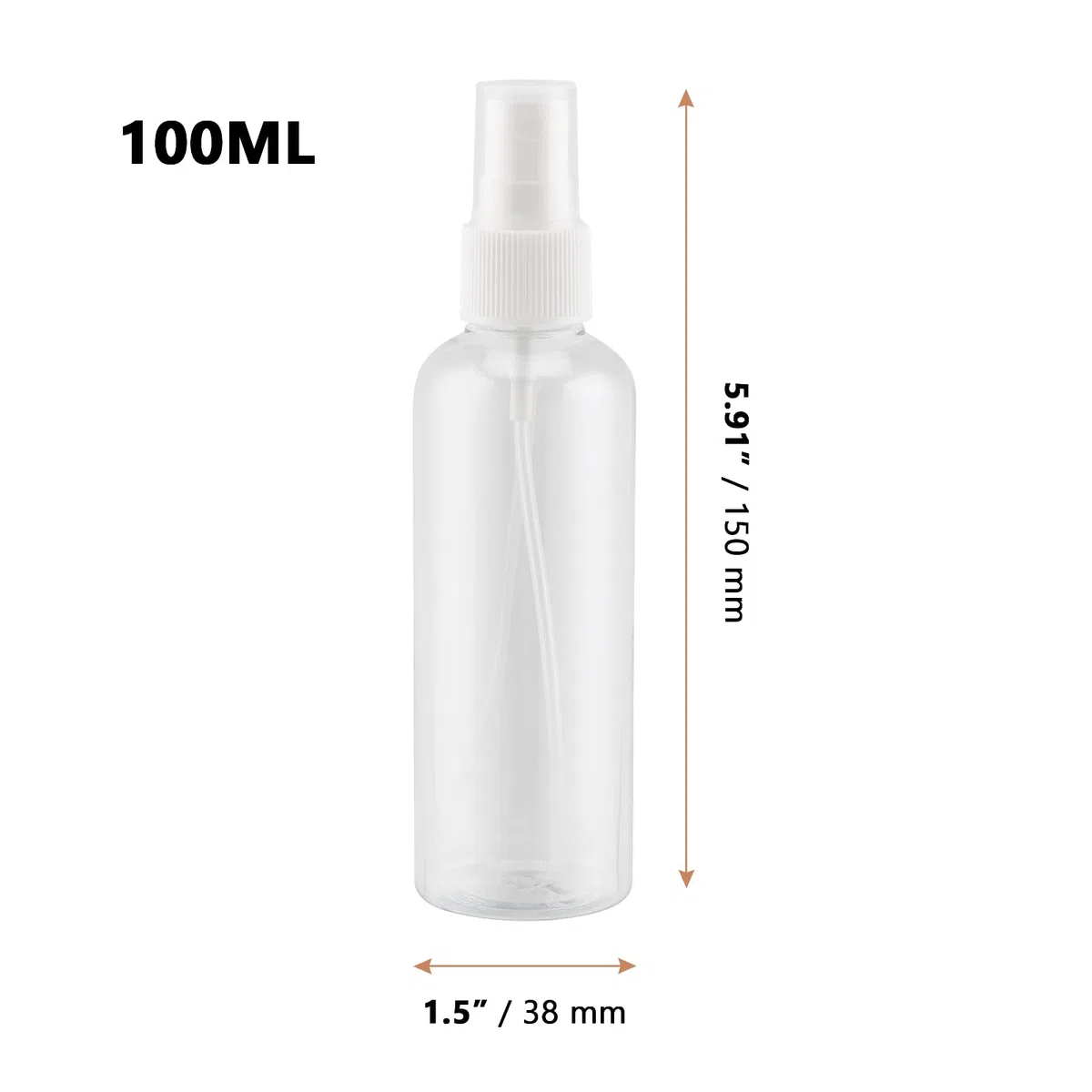LEXININ 30 botellas de spray de plástico transparente de 100 ml, botellas de spray transparentes con tapas, pequeña botella de spray vacía para limpieza, viajes