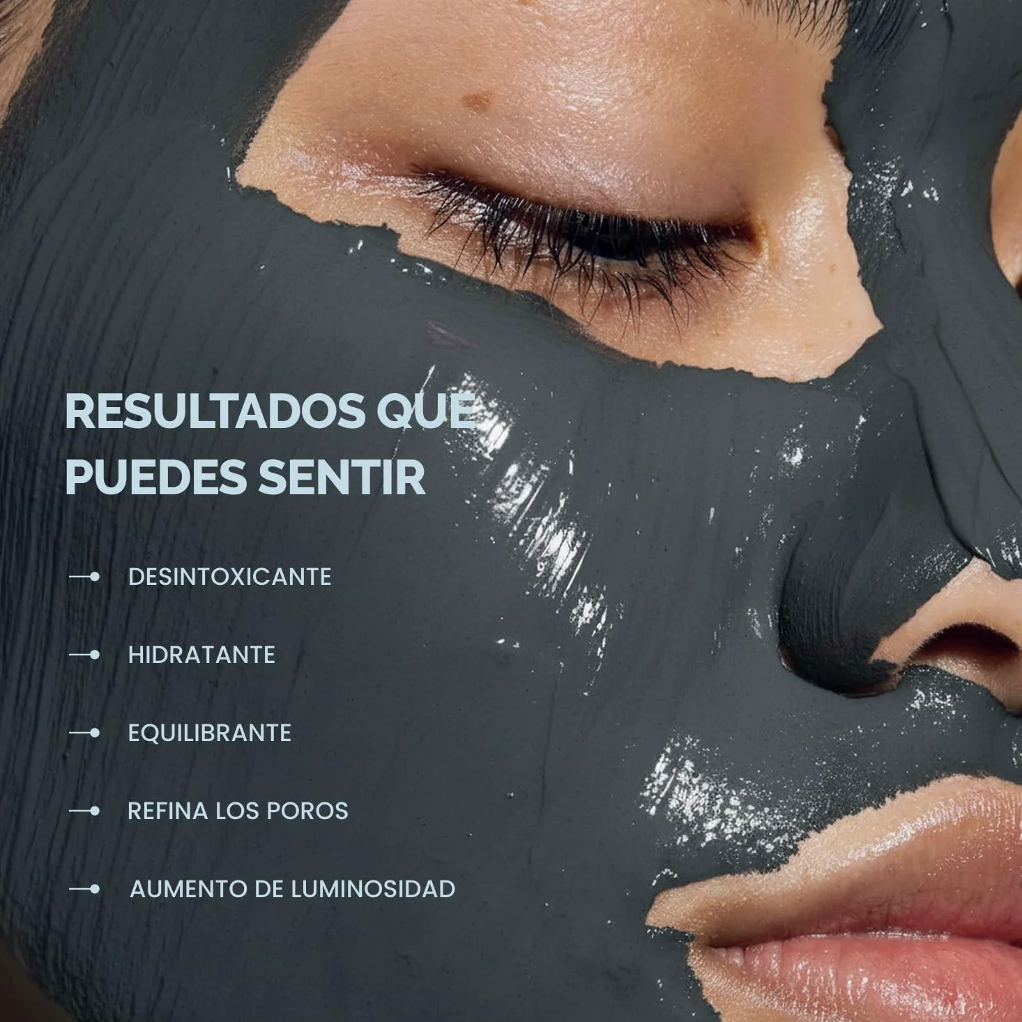 PLANTIFIQUE Mascarilla Facial Coreana Arcilla Volcánica y Mar Muerto – Mascarilla Rostro Carbón, Ácido Hialurónico, Aceite de Jojoba y Manteca de Karité – Purifica, Refina Poros, Hidrata y Calma, 110g