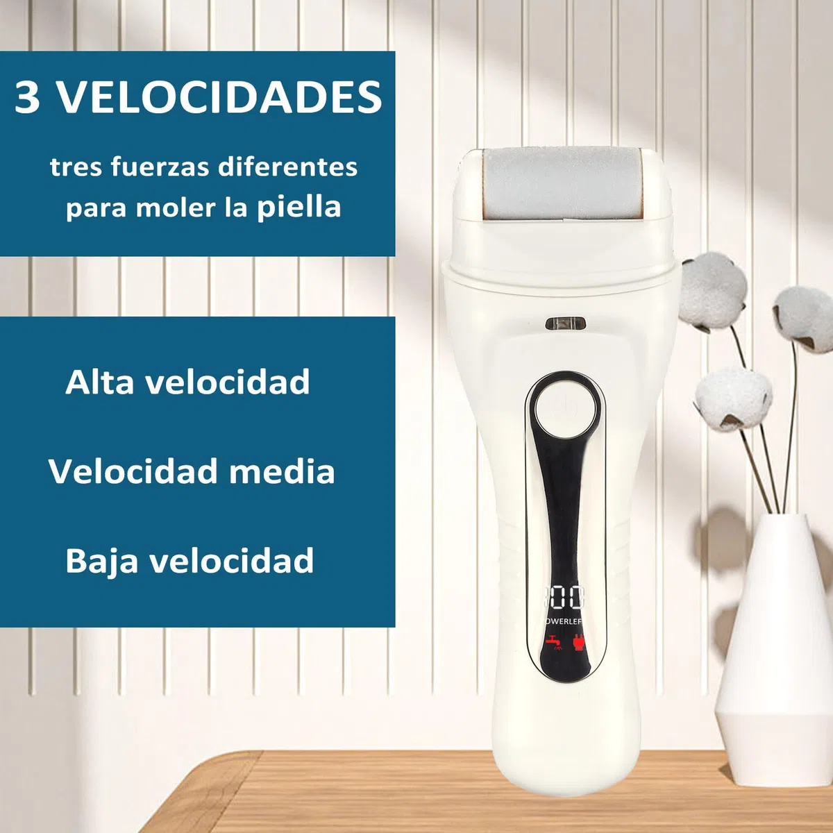 Lima Electrica Pies Durezas con 6 Rodillos de Recambio Kit de lima eléctrica con funda, USB recarregável LED Display, Elimina callosidades y durezas,Pedicura Profesional Foot File