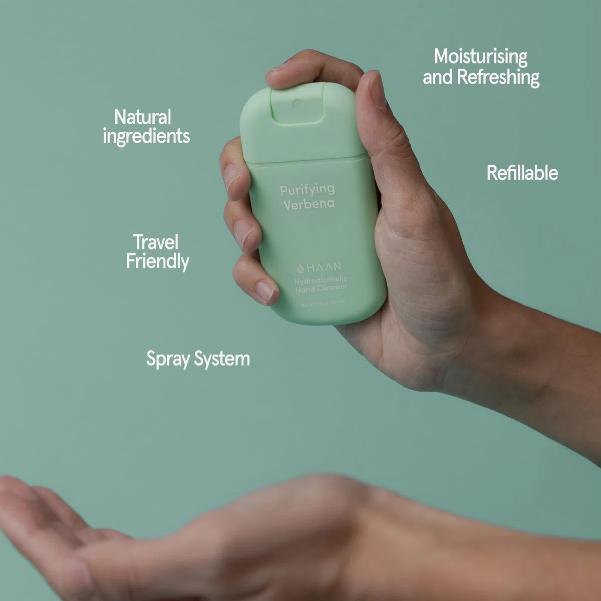 HAAN Spray Limpiador de Manos Hidratante con Aloe Vera (Pack de 5), Limpia Tus Manos - 1 de Cada Aroma: Wood Night, Morning Glory, Sunset Fleur, Citrus Noon, Purifying Verbena