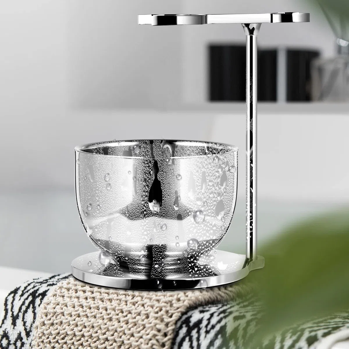 GRUTTI Kit Afeitado 2en1 Premium: Tazón Doble Pared Acero Inox con Retención de Calor y Soporte Ahorrador - Regalo para el Día del Padre