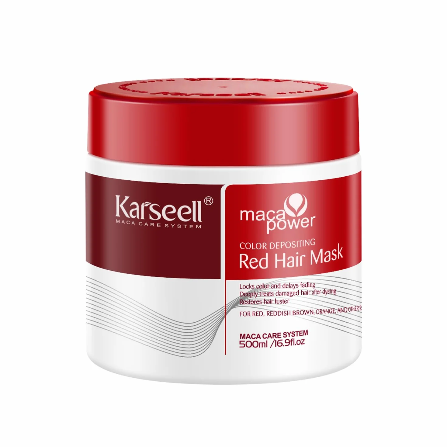 Karseell Mascarilla Pelo Rojo 500ml, Red Mascarilla Capilar Acondicionador Restaurar y Mejorar los Tonos Rojo para el Cabello Tratado con Color