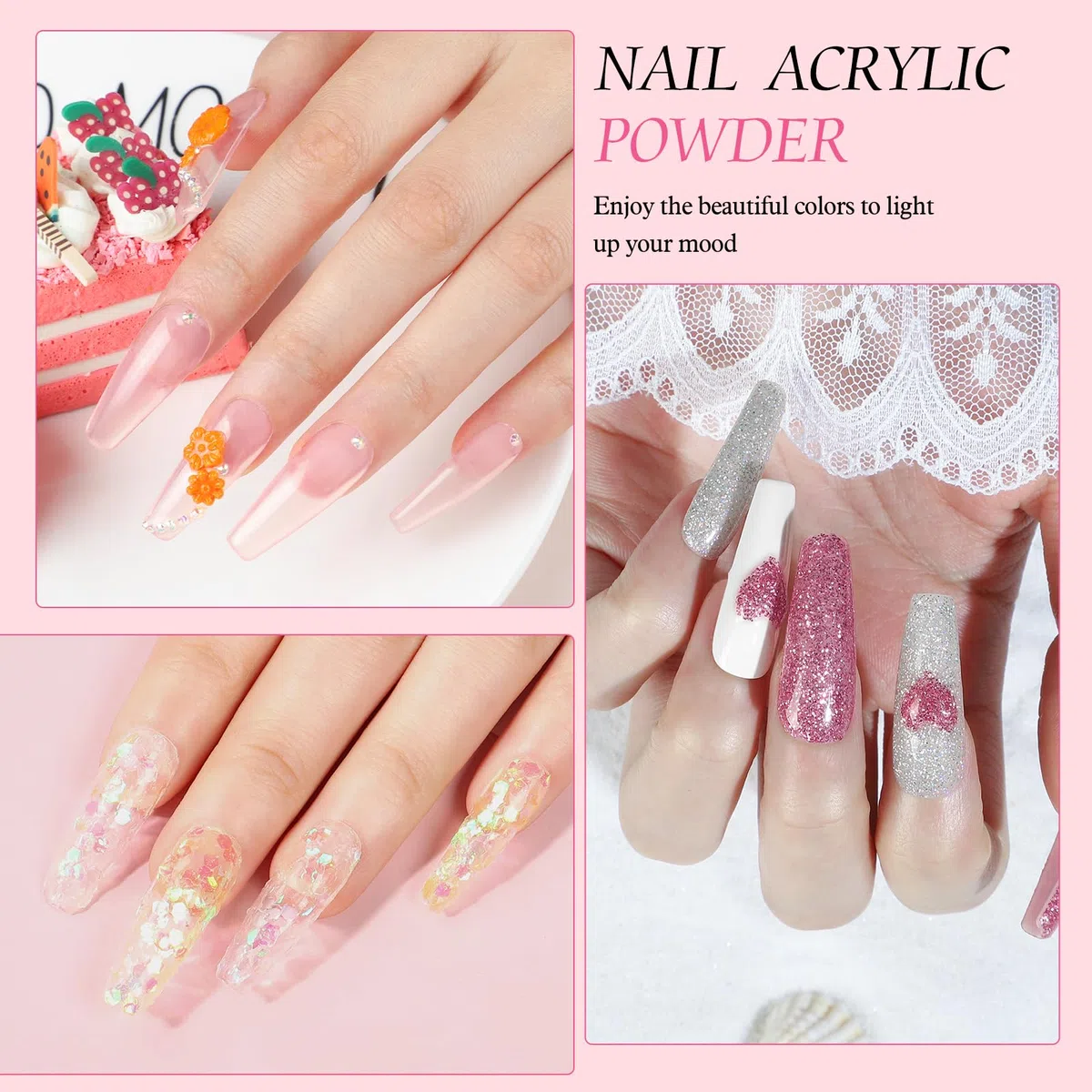 Peacecolor Kit Uñas Acrílicas con 6W Lampara Uñas, 27Pcs Acrilico para Uñas Profesional con 30ml Monomero, Kit de Acrílico Para Extensión de Uñas Acrílicas para Principiantes, Blanco Rosa Nude