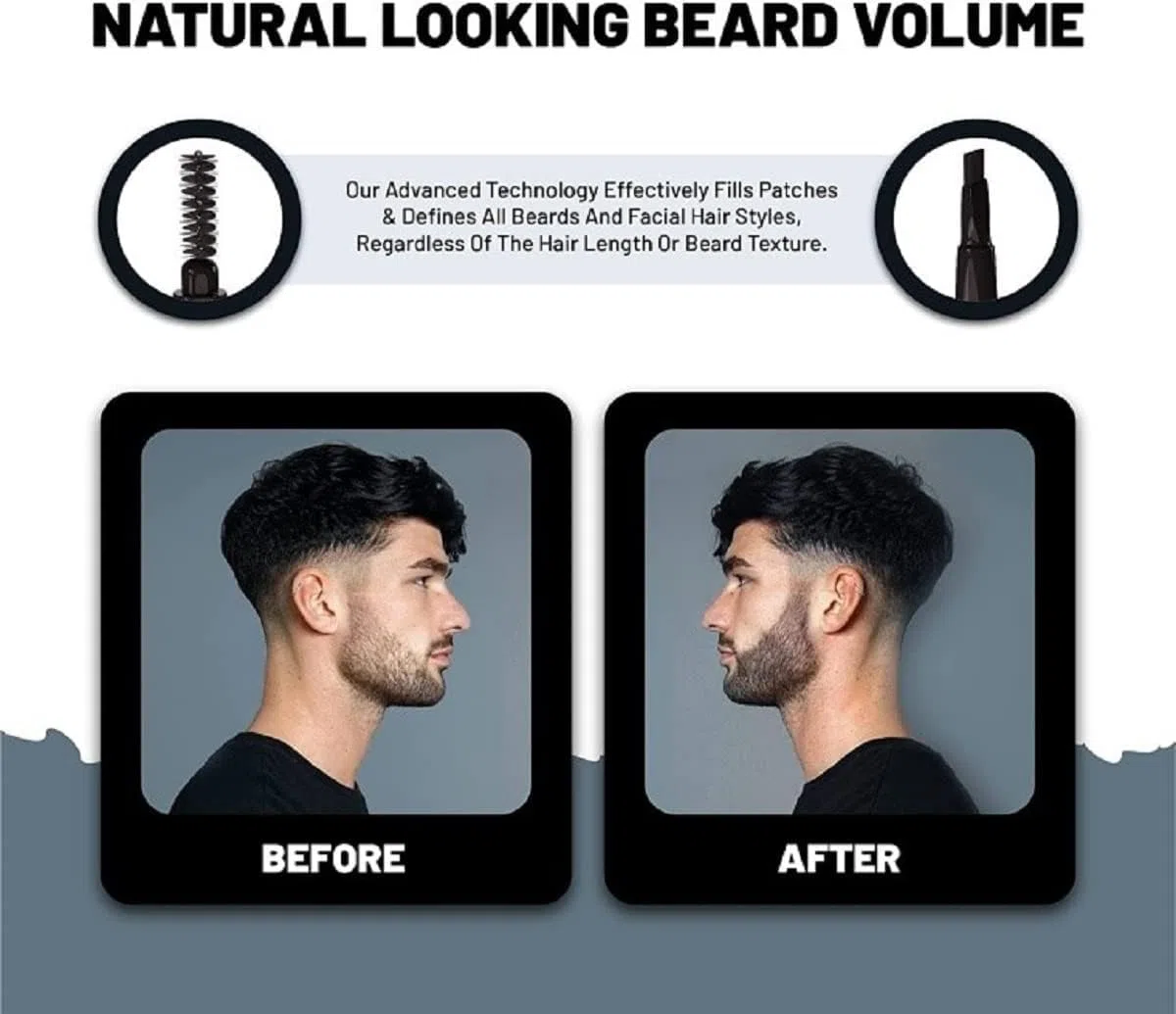 VOID Homme Lápiz de Relleno de Barba Negro (Pack de 4) - Kit Instantáneo Para Hombres, Beard Pencil Filler