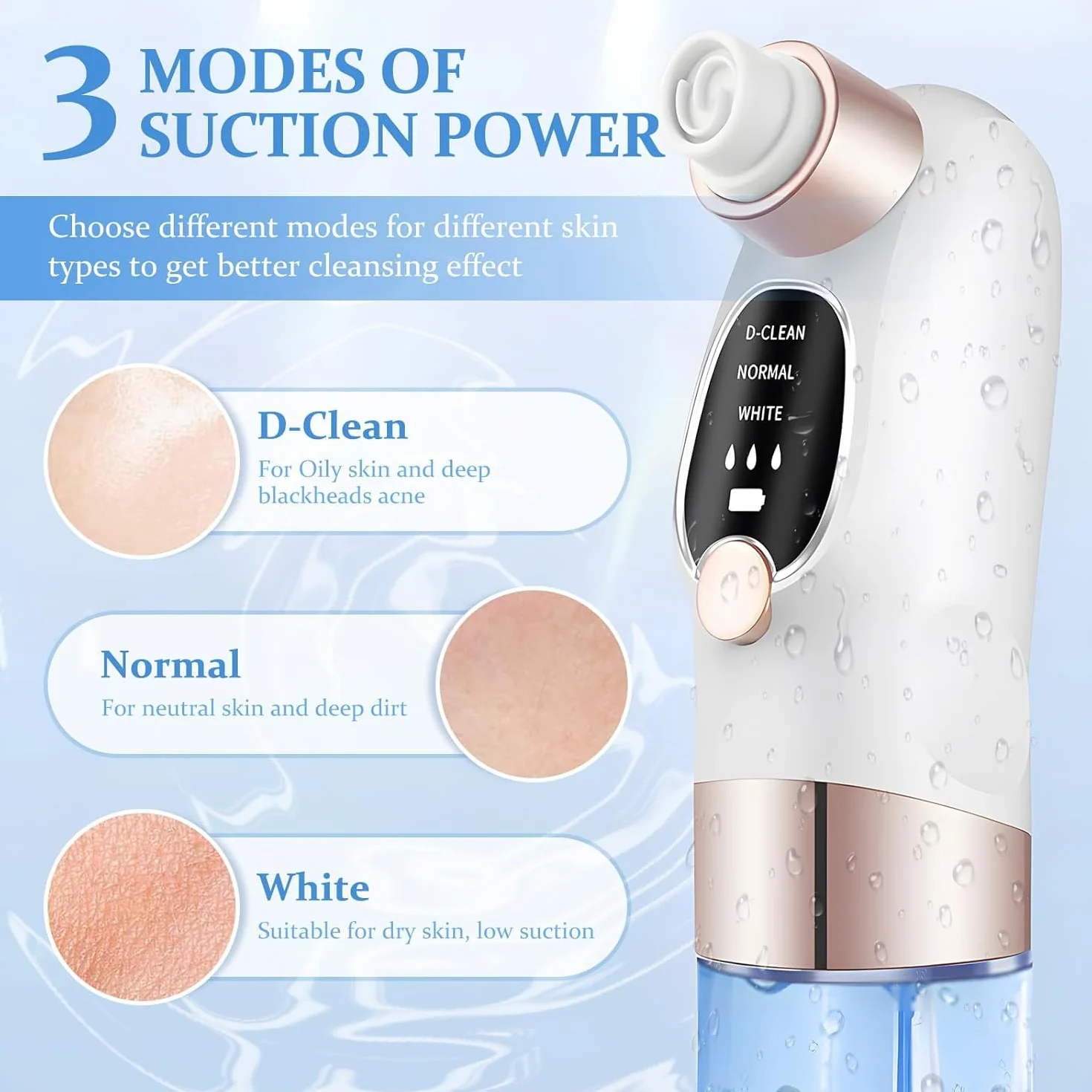 Succionador de Puntos Negros, Limpiador de Poros Facial Eléctrico Con 6 Cabezales 3 Modos, Extractor de Puntos Negros Facial para Eliminars Puntos Negro, Comedones y El Acné Graso