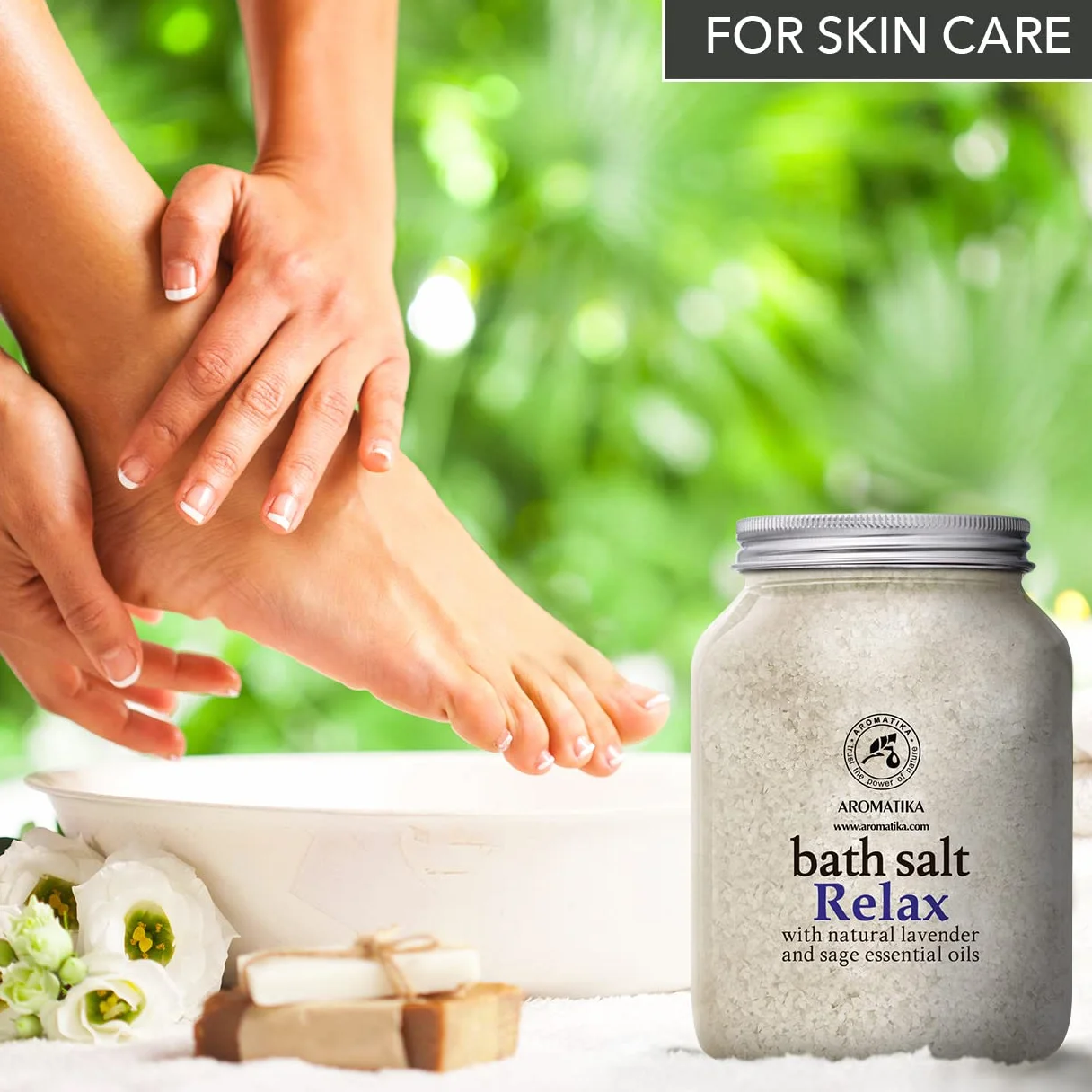 Sales de Baño Relajantes 1300g con Aceite Esencial de Lavanda y Salvia - Poseen Propiedades Beneficiosas para Lograr un Buen Descanso y Reducir el Estrés - Cuidado Corporal - Baños Relajante