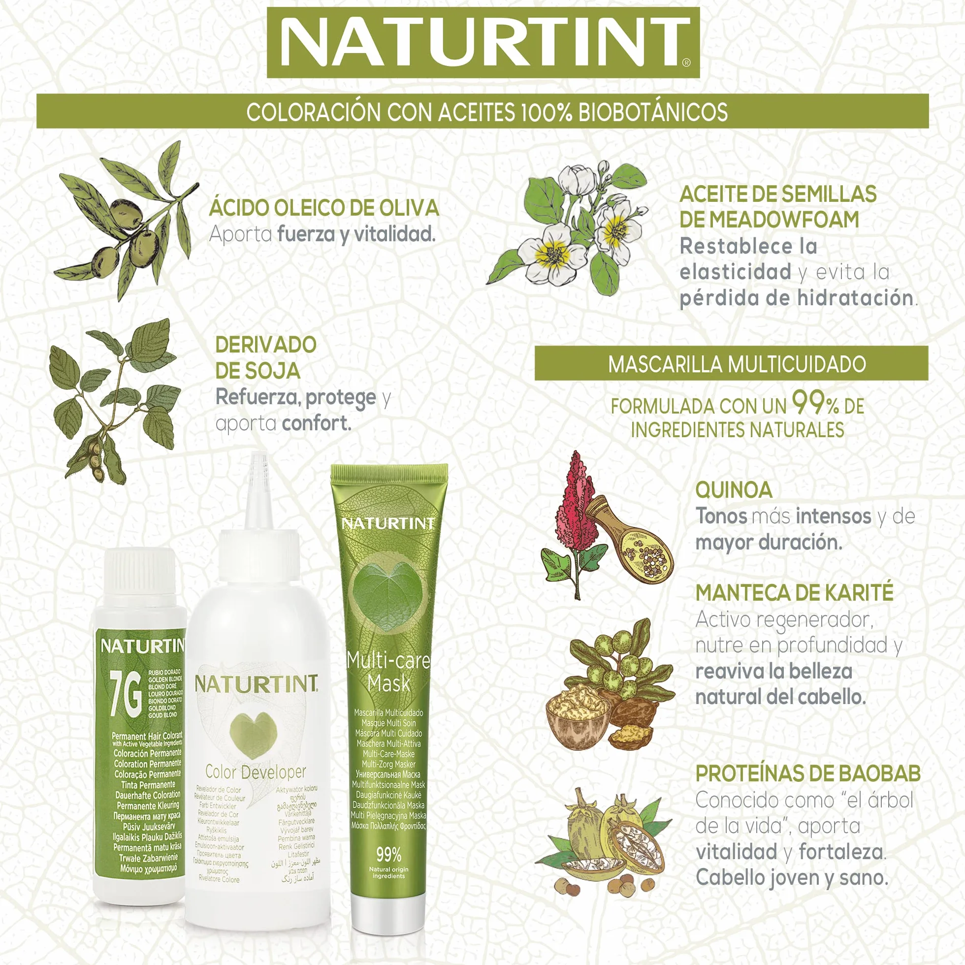 Naturtint Biobased | Coloración sin amoniaco | 100% cobertura de canas | Ingredientes vegetales | Color natural y duradero | 6N Rubio Oscuro | Pack de 3