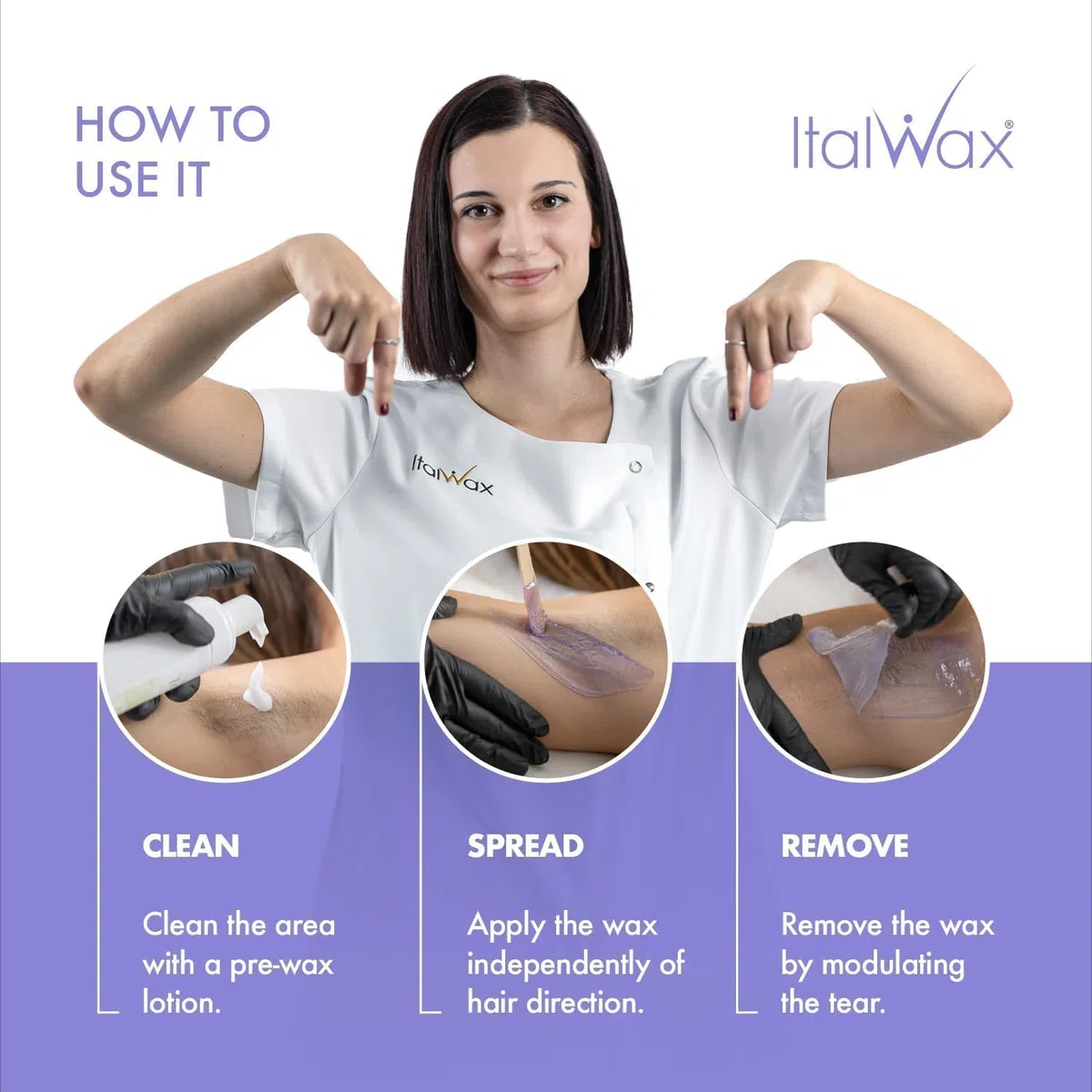 Italwax Top Line Orchid - 750g - Cera elástica en perlas para depilaciòn sin bandas - Formulación sintética ideal para pieles sensibles - Recomendado para la zona bikini y las axilas – Aroma orquídea