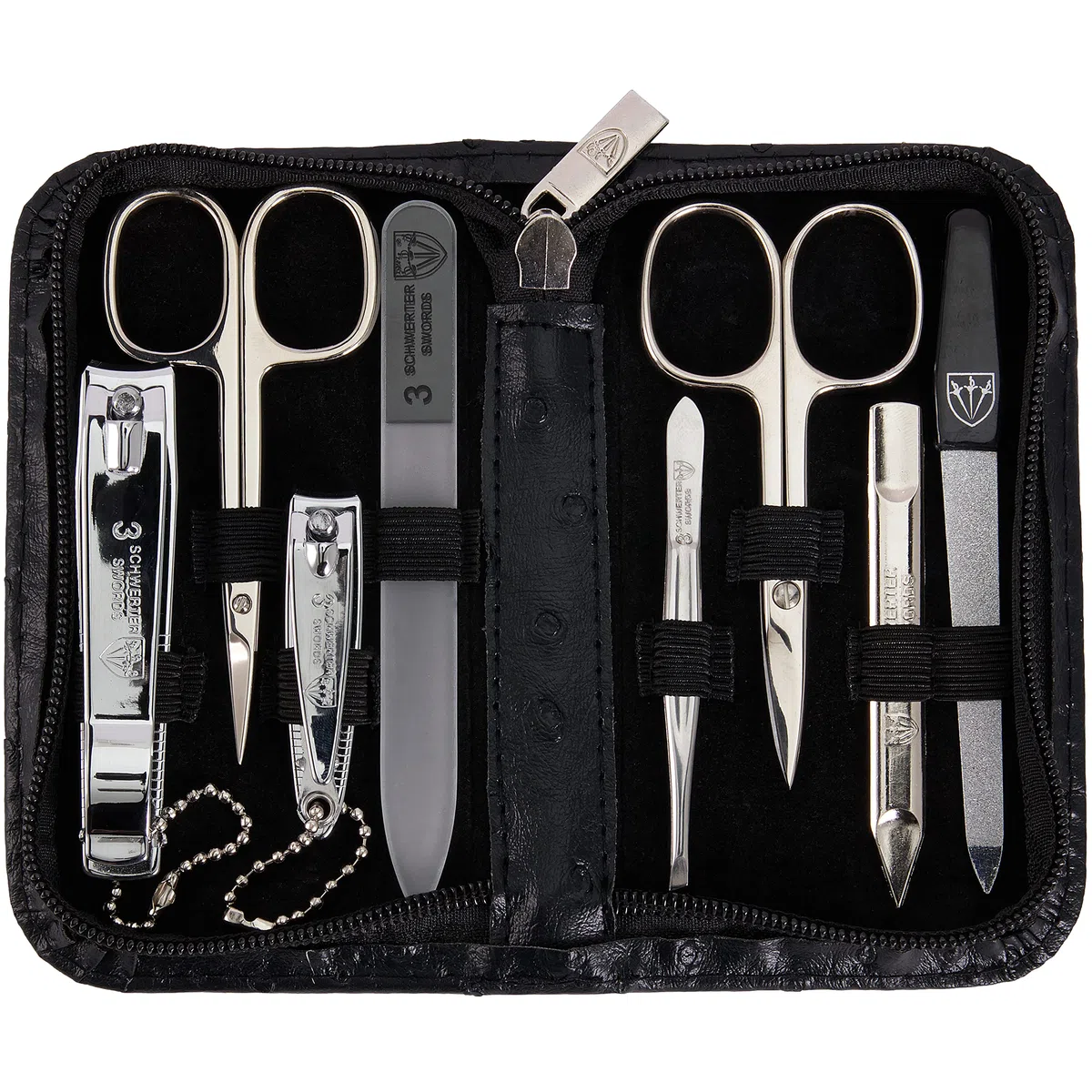 Tres Espadas - Set para el cuidado de las uñas ´Salamanca` de viaje con estuche para manicura y pedicura con lima de uñas de vidrio - Calidad de marca by 3 Swords (7681)