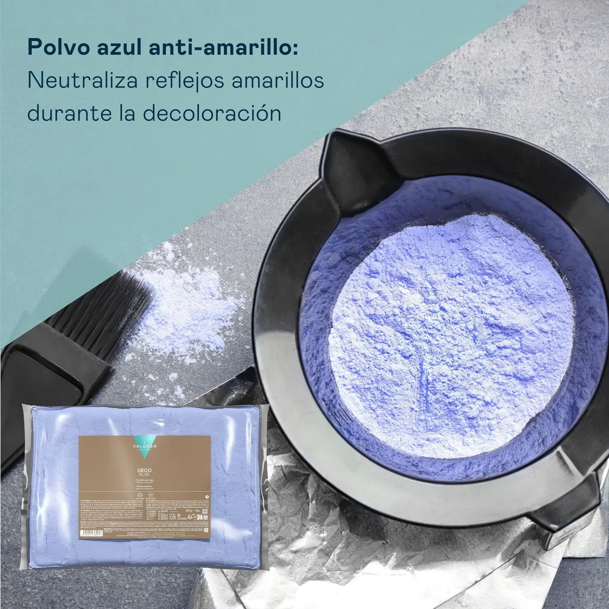 VALQUER Deco Blue Polvo Decolorante Capilar | Aclara Hasta 6 Tonos | Protege la Fibra Capilar con Proteínas de Trigo | Uso Profesional | Vegano | 500 g