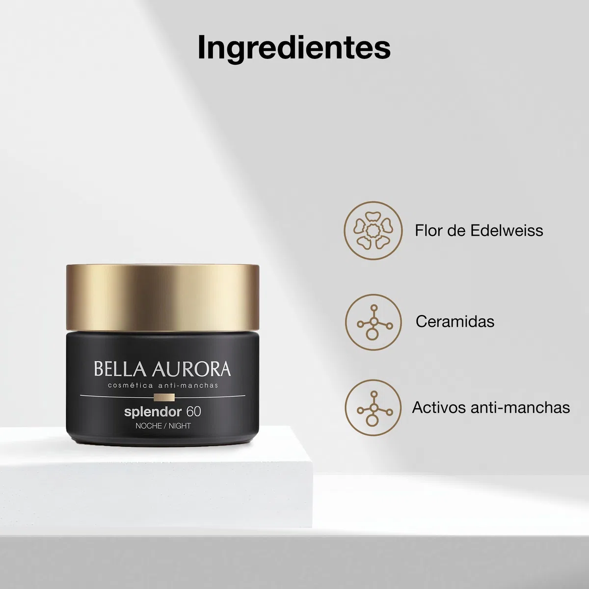 BELLA AURORA - Splendor +60 Crema de Noche, Tratamiento Fortificante Antiedad, Activos Última Generación y Extractos Naturales