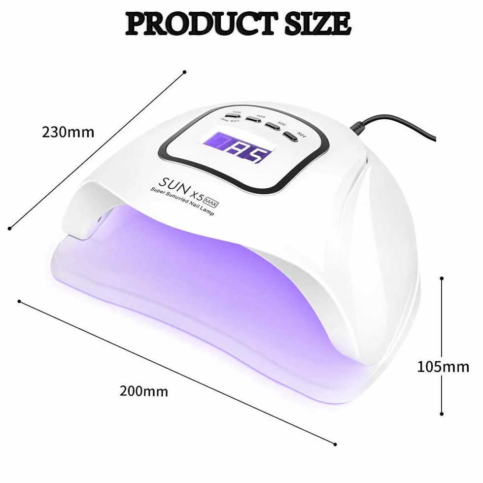 Lámpara para secador de uñas de 150 W, lámpara UV LED para uñas de gel, con temporizador de 10s/30s/60s/99s, sensor infrarrojo, pantalla LCD