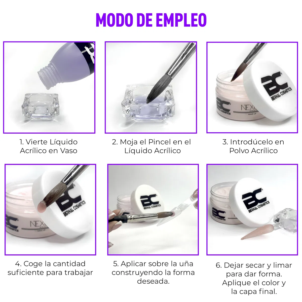 Bernal Cosmetics Polvo Acrílico BC Nexus Make Up Natural - Maquillaje en Polvo 200g - Color Natural
