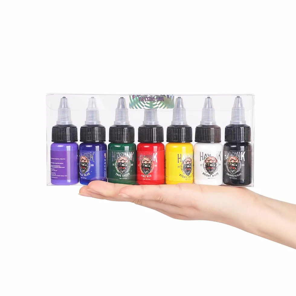 HAWINK Tinta Kit Tatuaje Profesional 0,5oz (15ml) 7 Botellas Tattoo Ink Kit