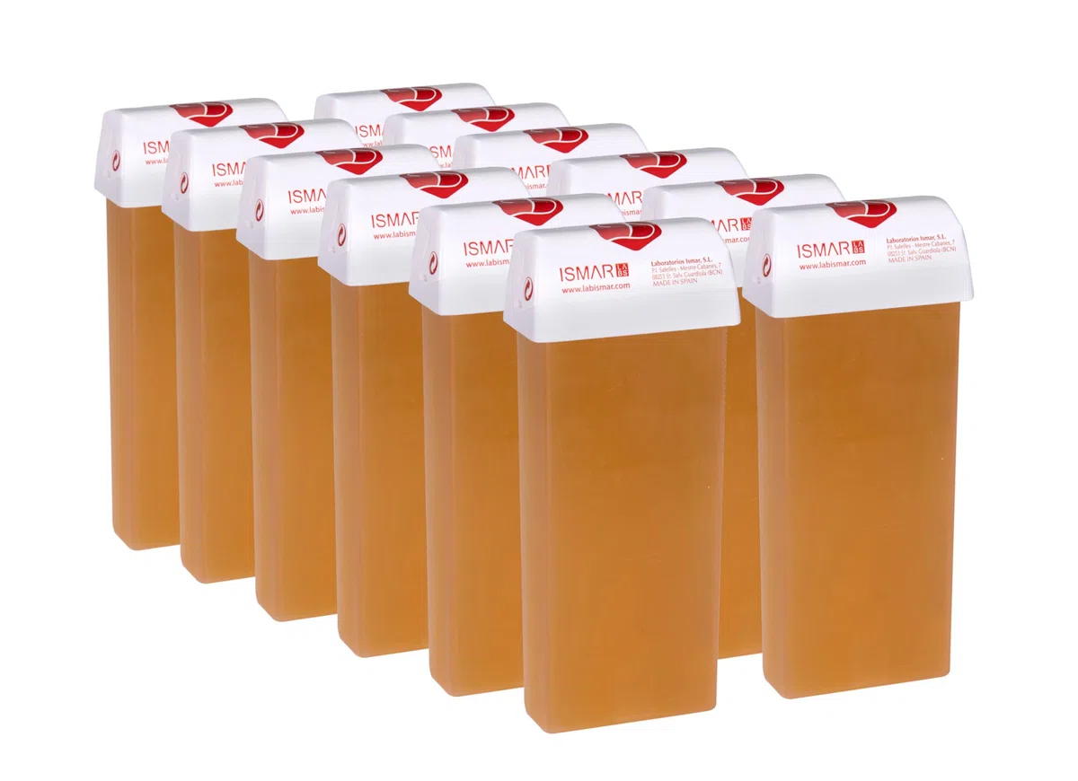 DARNIER. Cera depilatoria tibia ROLL-ON. Pack 12 unidades, cartuchos de 110ml (100gr.), NATURAL. Depilacion con bandas. Recambio UNIVERSAL.