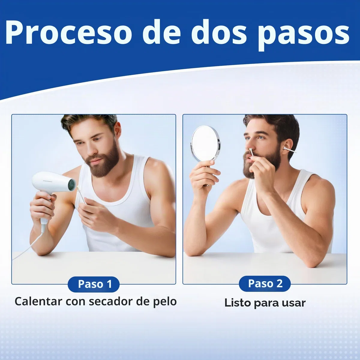 Kit de Cera para Depilación de Nariz y Orejas para Hombres y Mujeres, 16 Varillas Preenvasadas Indoloras con 2 Tamaños, Uso en Casa y Viaje, Rápido y Seguro Beauty7