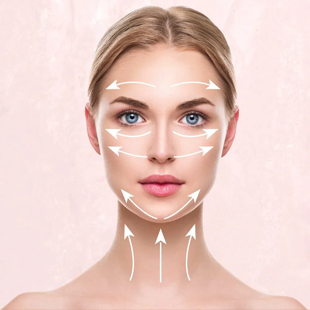 ForPro Professional Collection Rodillo de cara eléctrico y masajeador de ojos, herramienta vibrante 2 en 1 para el cuidado de la piel, cuarzo rosa