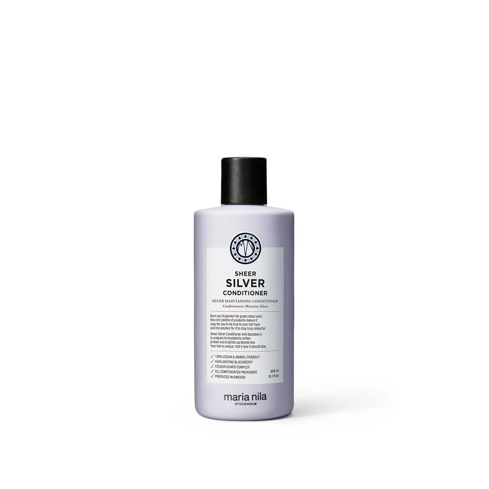 Maria Nila Sheer Silver, Neutraliza los tonos dorados, Los pigmentos violetas aportan un tono frío, 100% vegano y libre de sulfatos/parabenos