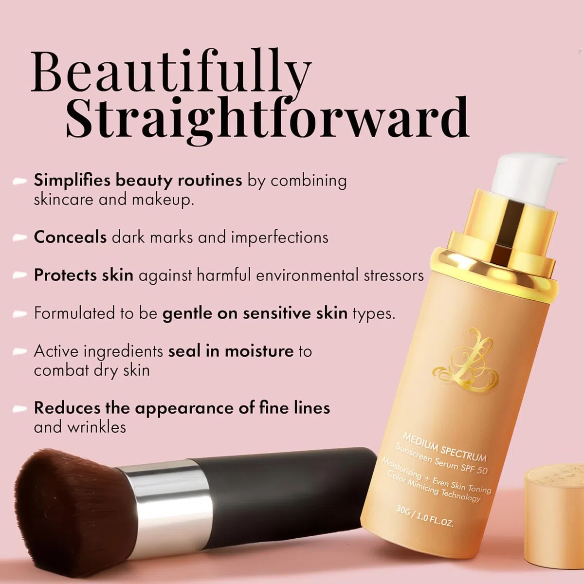Infinite Love Maquillaje | Base De Maquillaje Antiedad Con SPF 50 – Se Adapta A Tu Tono De Piel(color trigo(1PCS))