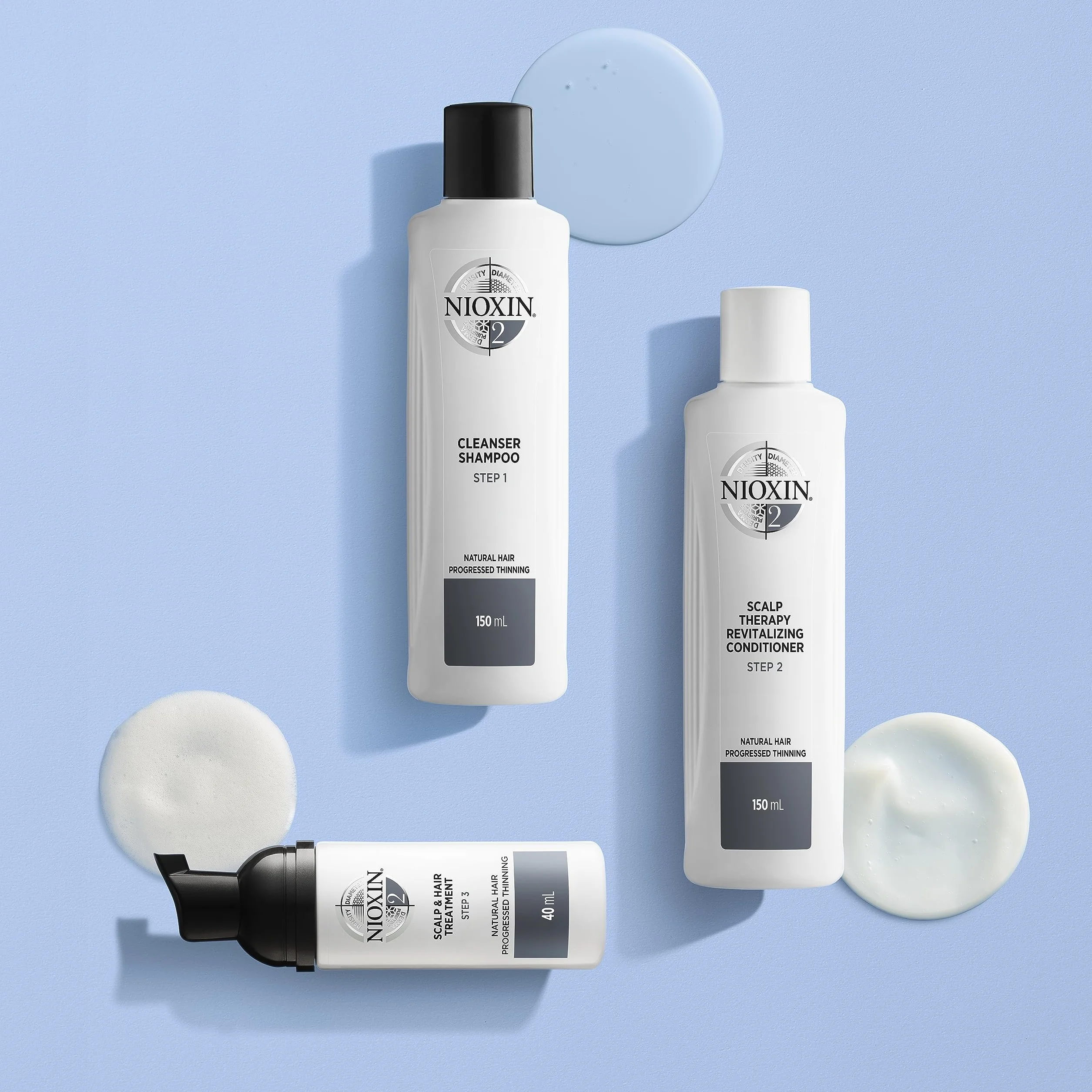 Nioxin Sistema 2, Cabello natural ligeramente debilitado, Champú+Acondicionador+Tratamiento