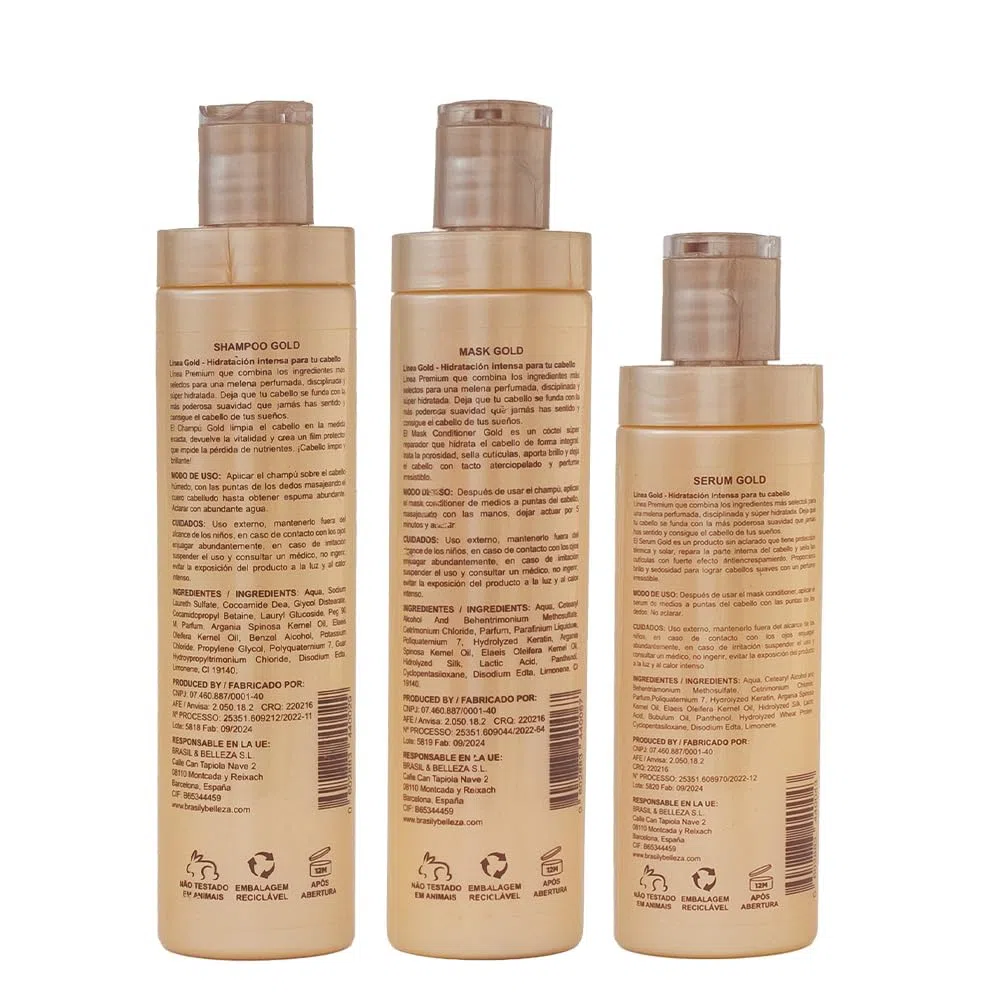 Pack B&B Gold Champú + Mascarilla + Serum protector térmico