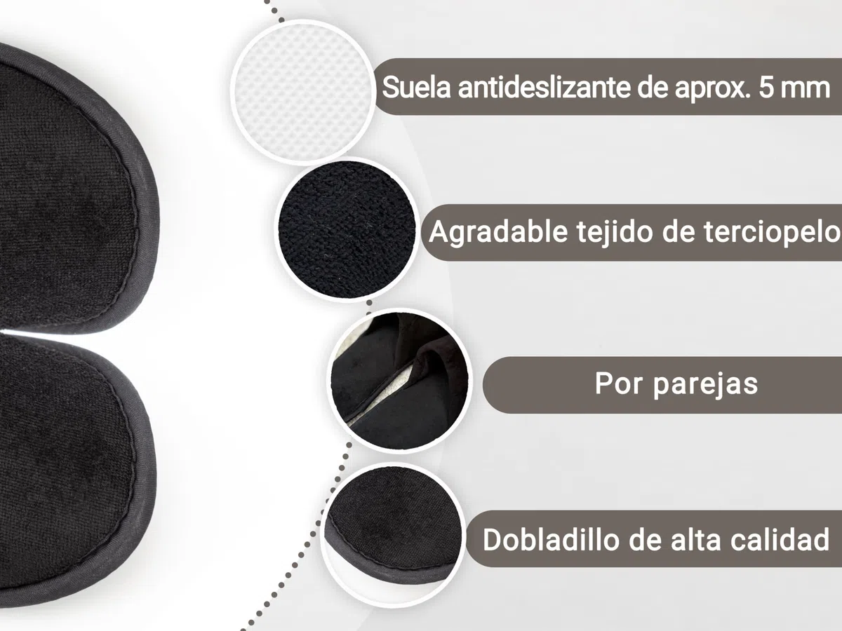 ZOLLNER Set de 10 pantuflas de terciopelo 100% poliéster, 587