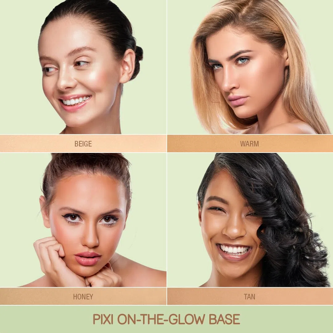 Pixi Beauty On-the-Glow Base | Base de Maquillaje Hidratante con Color | En el Color "Beige": Tono Medio, Neutro | 0.6 oz/19g