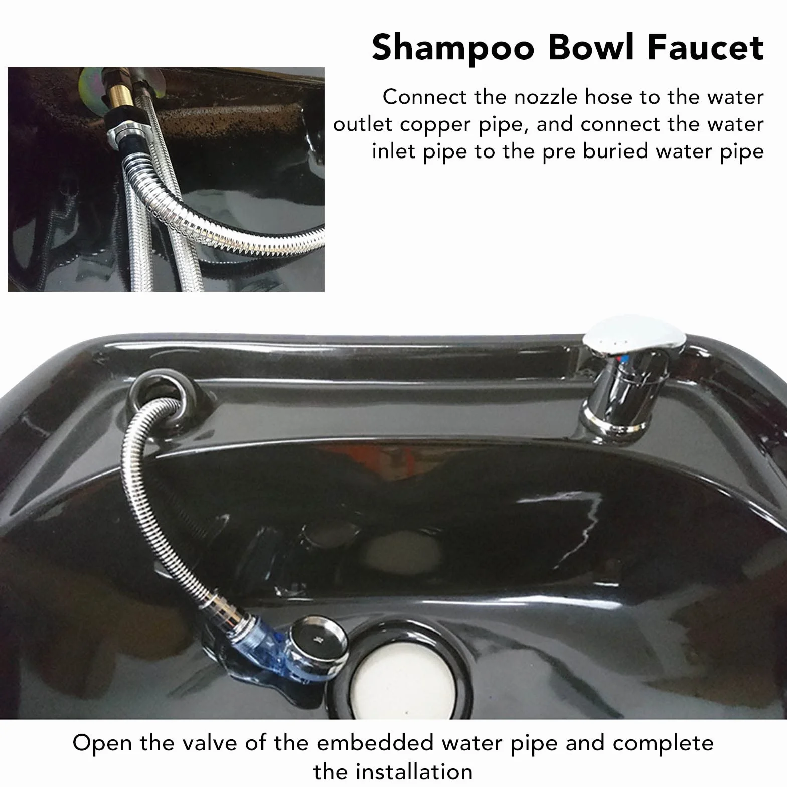Generic Grifo para Lavabo de Champú de Salón, Válvula Mezcladora de Aleación Manguera para Grifo de Lavabo de Champú Profesional con Revestimiento Electrochapado para Peluquería
