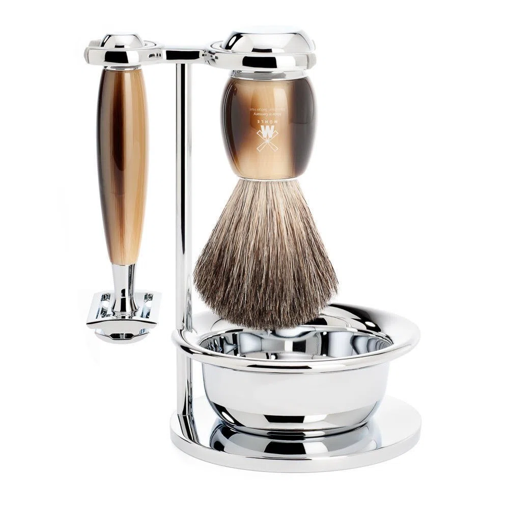 Set Afeitado Mühle Brocha Afeitar, Bol & Maquinilla Cuerno Serie Vivo