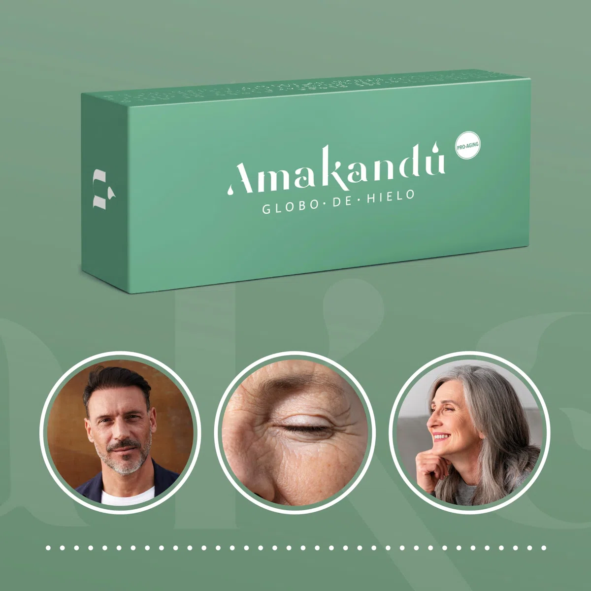 Globo de hielo facial - Rodillo Facial Frío Masaje - Masajeador ojos bolsas y ojeras - Mejora el drenaje linfático y el aspecto de la piel - Líquido Anticongelante Interior - Amakandu
