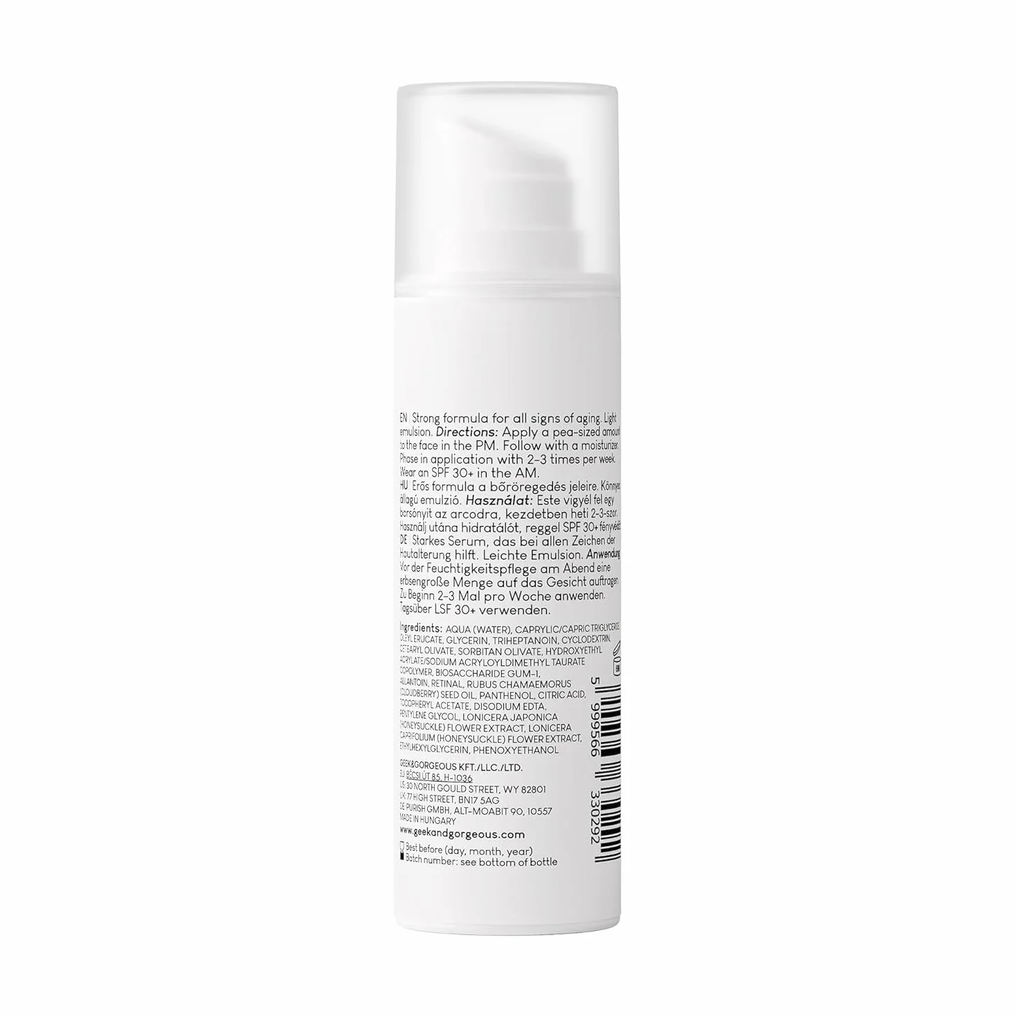 Geek & Gorgeous A-Game 10 Serum Antiedad con 0,1% Retinal - Cuidado Facial para Piel Madura y Cansada, Adecuado para Todo Tipo de Piel, 30 ml