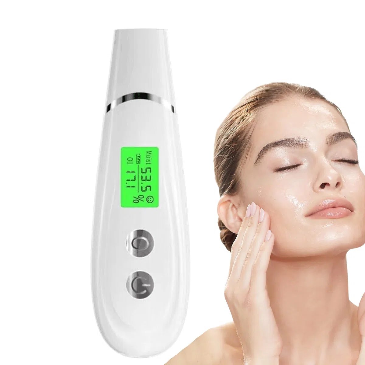 Medidor de humedad de la piel, máquina analizadora digital de piel, pantalla LCD de 5 x 1.9 x 1.57 pulgadas, dispositivo de cuidado facial, medición profesional de nivel de aceite de agua, salón de
