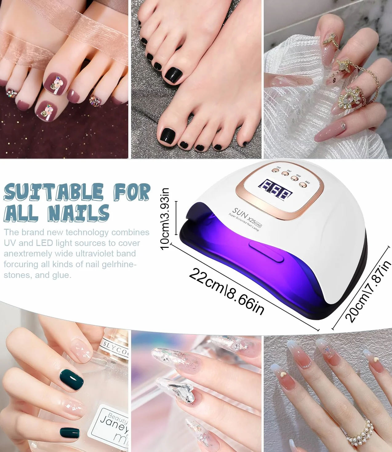 Lámpara de Uñas UV LED, 380W 81 Lámparas Profesional Lámpara Secadora de Uñas Rápido, Curado de Esmalte de Gel con 4 Temporizador y Pantalla LCD Para Manicura/Pedicura Nail Art en el Hogar