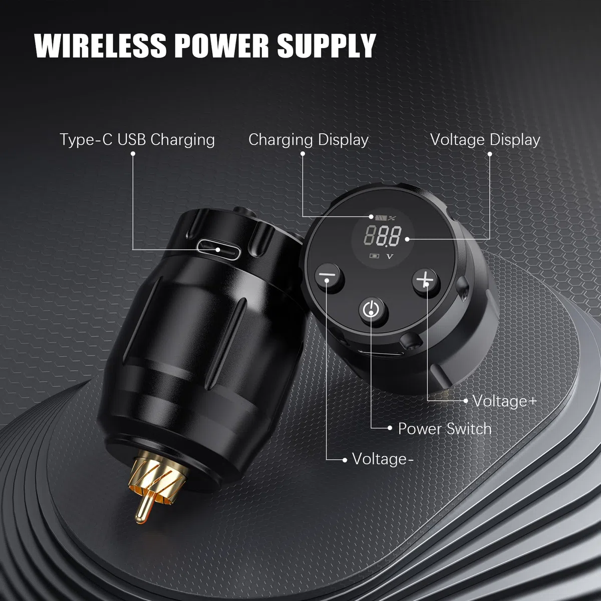 Fuente de Alimentación para Tatuajes Inalámbrica 1500mAh batería del tatuaje con Pantalla Digital LED para Bolígrafo Máquina de Tatuar conector RCA