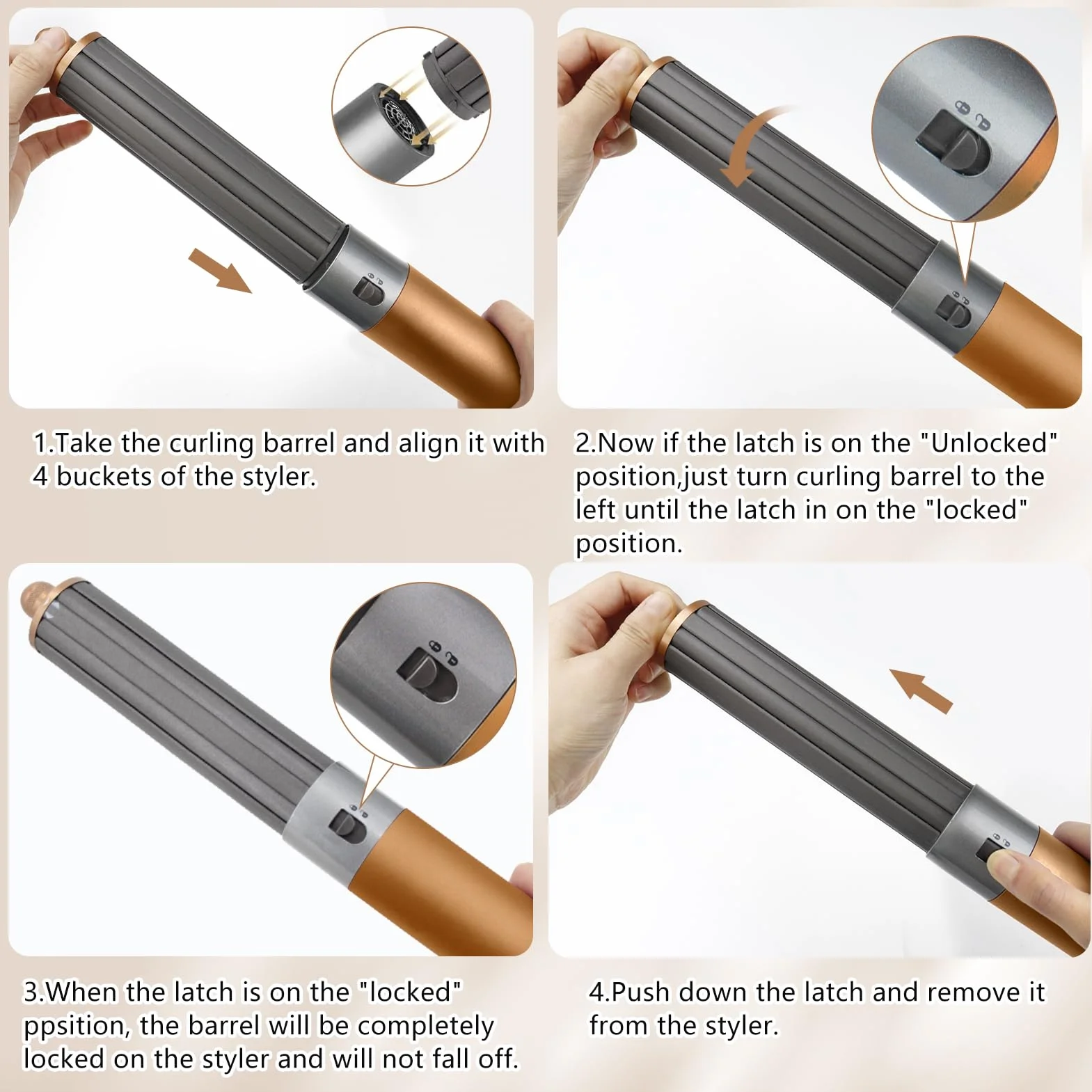 Accesorio de barril rizador largo de 40 mm/1,6 pulgadas para Dyson Airwrap HS01 HS05 HS08, accesorios de barril rizador ajustables bidireccionales con envoltura automática.