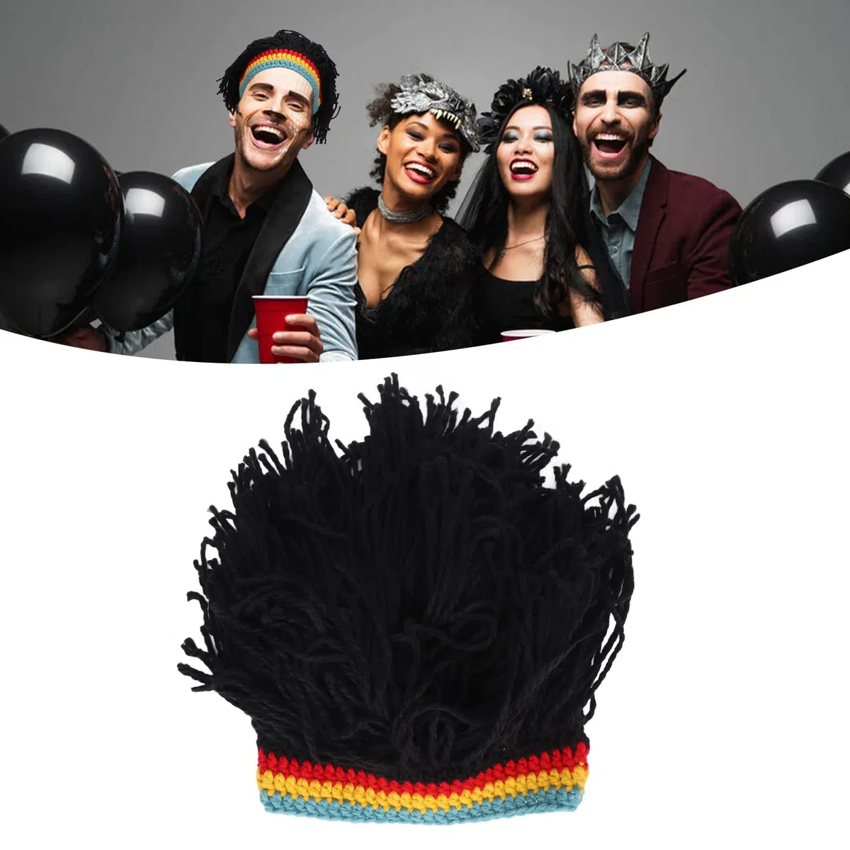 Topyond Gorros De Peluca Divertidos De Punto Alta Elasticidad Mantener Caliente Gorro De Punto con Rastas Sombreros Hombres Ropa De Invierno para Hombres Navidad Halloween Pelucas Para Niñas