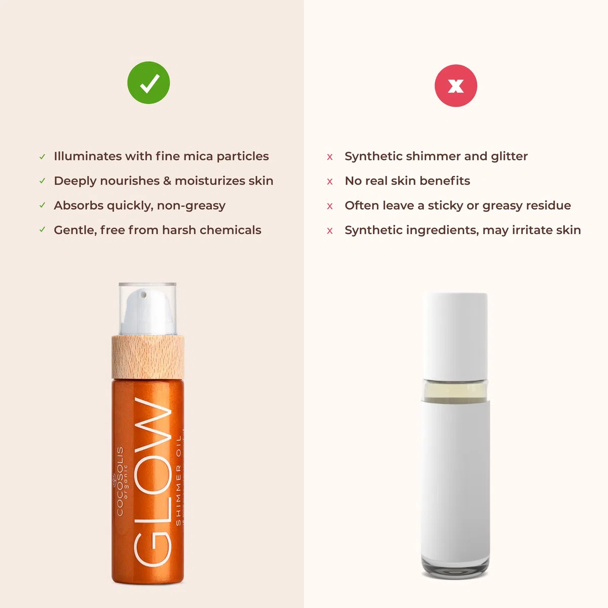 COCOSOLIS Glow Aceite Brillante - Hidratante Bio Oil - Brillo bronceador para rostro y cuerpo - Nuevo aroma de galletas (110 ml)