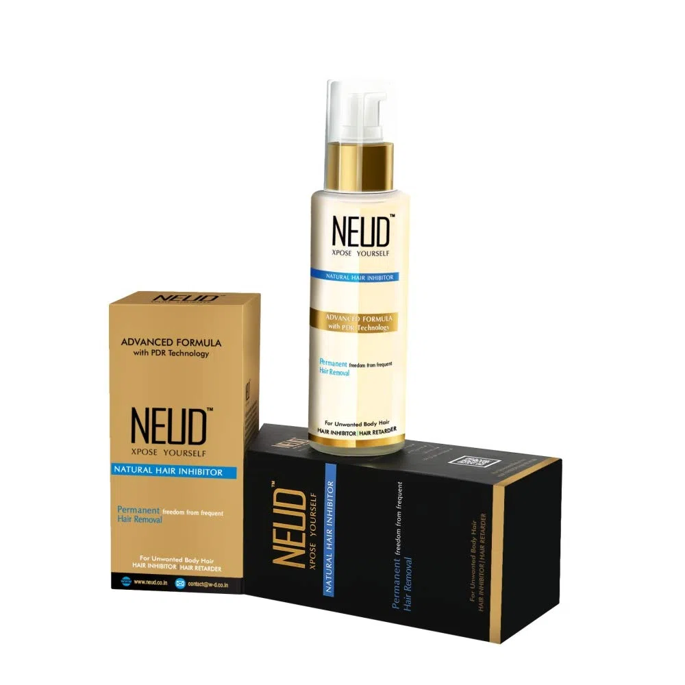 NEUD Inhibidor de cabello natural para la reducción permanente del cuerpo y el vello facial no deseados en hombres y mujeres, paquete de 1