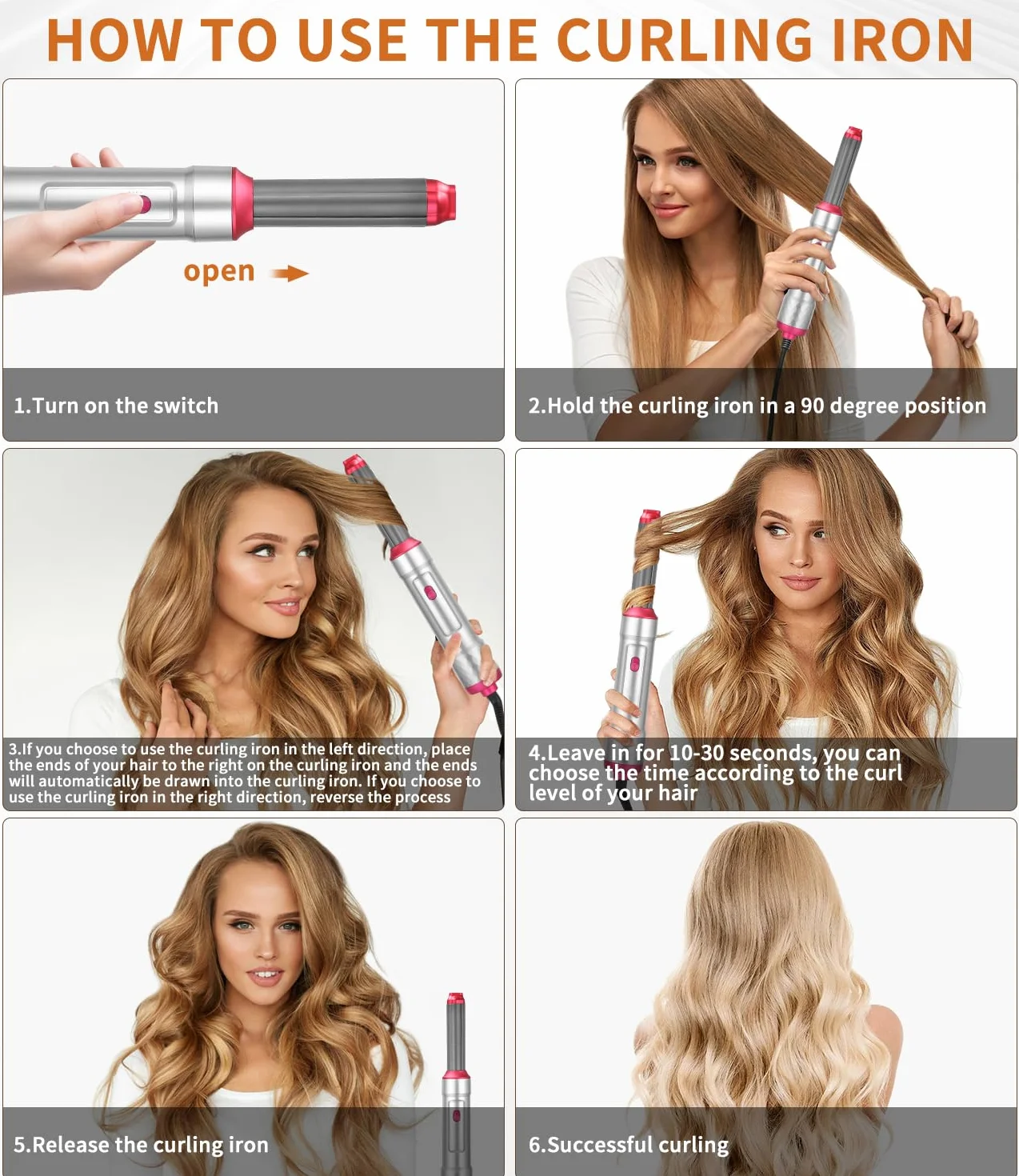 Cepillo Secador de Pelo Air Styler 6 en 1,Secador de Pelo Profesional de 1000W,Tecnología Iónica,Moldeador de Pelo, Automático de Rizado de Aire, Hair Styler para Todos Los Peinados