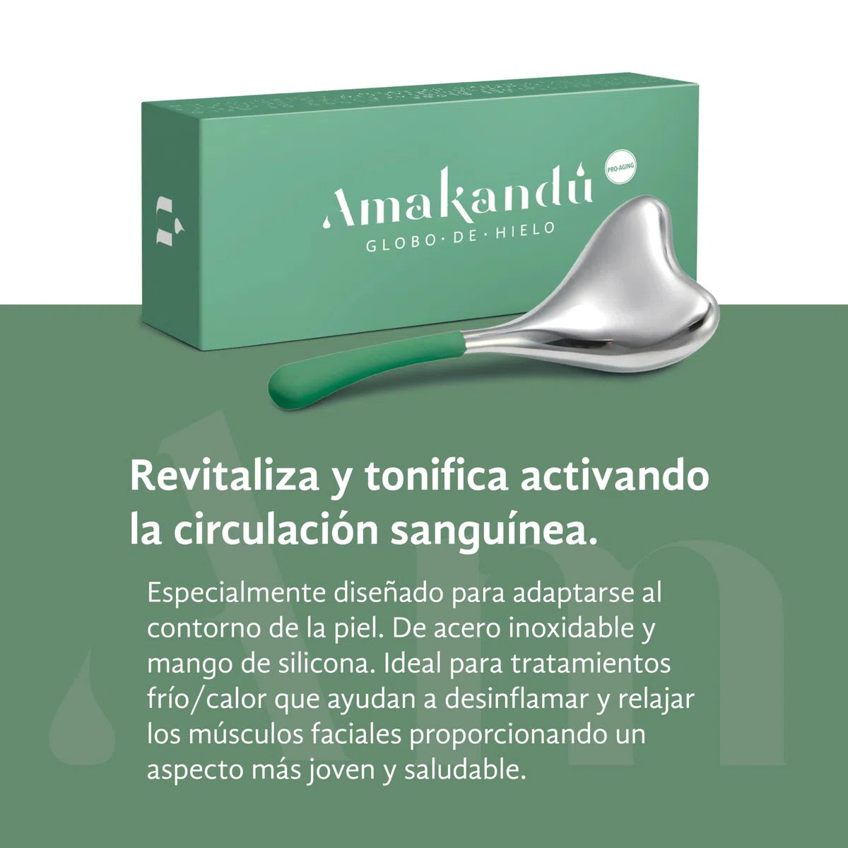 Globo de hielo facial - Rodillo Facial Frío Masaje - Masajeador ojos bolsas y ojeras - Mejora el drenaje linfático y el aspecto de la piel - Líquido Anticongelante Interior - Amakandu