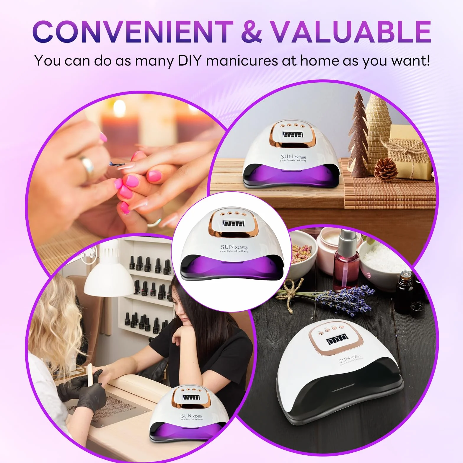 Lámpara de uñas UV LED de 380 W, con 81 perlas LED, secador profesional para esmalte de gel, luz UV con 4 ajustes de temporizador, sensor automático, pantalla LCD